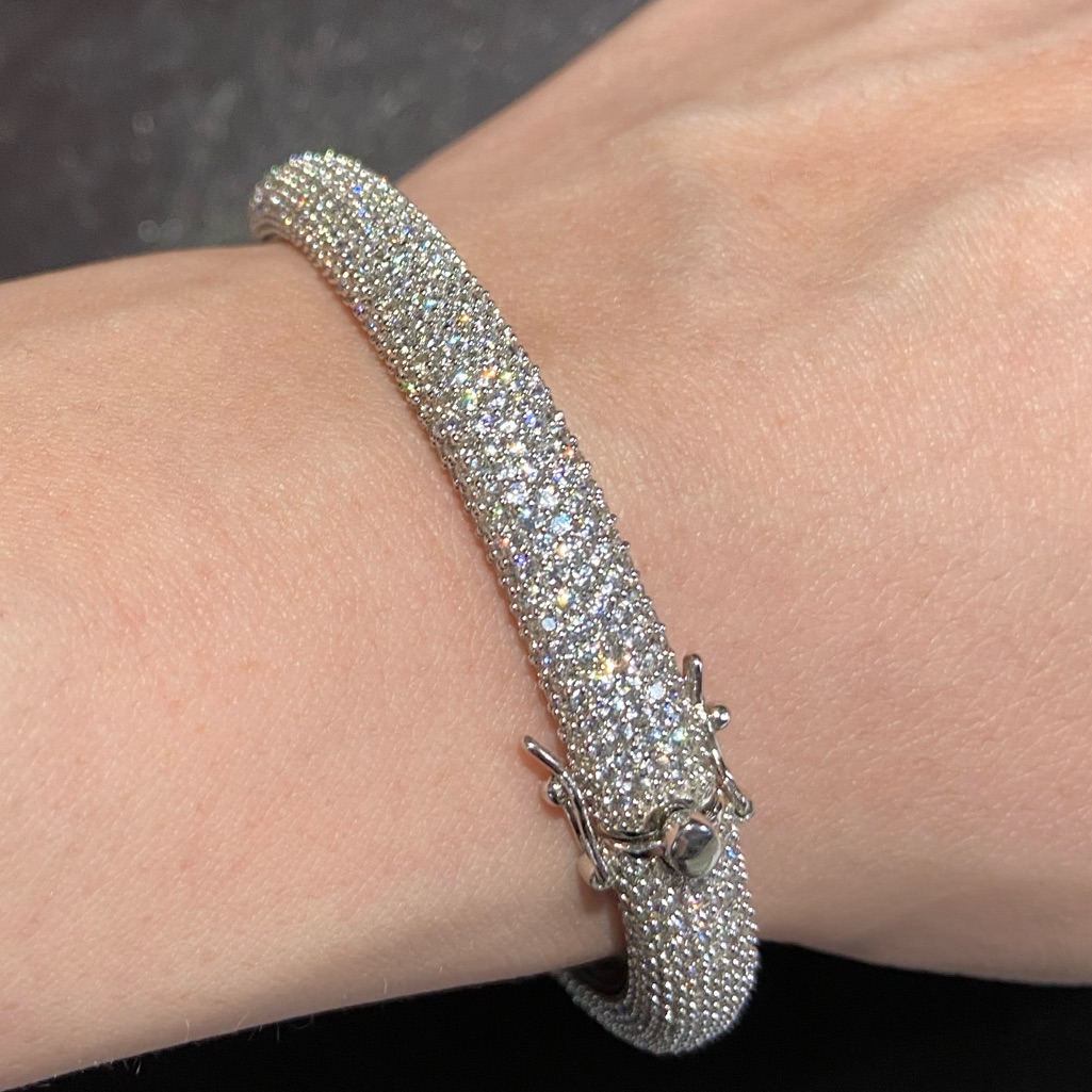 Sterling Silver Cubic Zirconia Bangle Bracelet